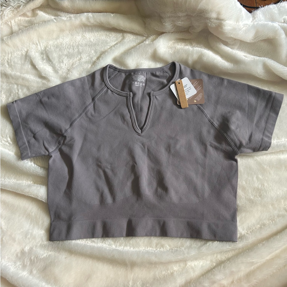 Shapellx dark lavender gray shapewear short sleeve top womens XL NWT